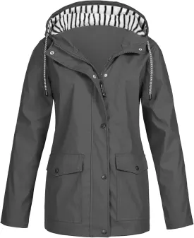 Raincoat Women Waterproof Long Hooded Trench Coats 2024 Lined Windbreaker Casual Travel Jacket