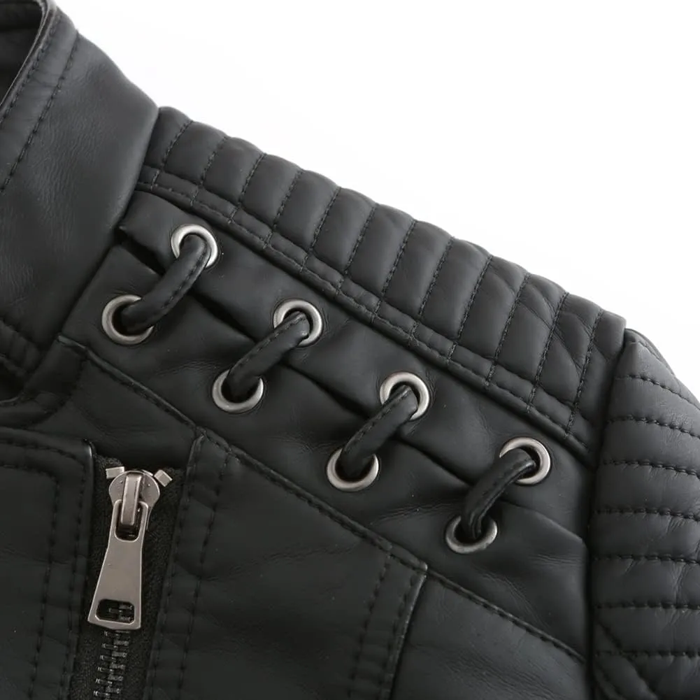 Sister Amy Women PU Leather Jacket Women Bomber Jacket Cropped Jacket Moto Coat for Biker