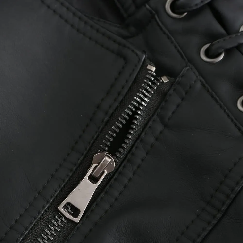 Sister Amy Women PU Leather Jacket Women Bomber Jacket Cropped Jacket Moto Coat for Biker