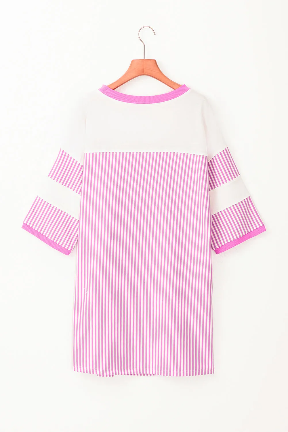 Stripe Patchwork 3/4 Sleeve Mini Dress