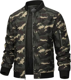 TACVASEN Men's Bomber Jacket Lightweight Casual Spring Fall Windbreaker Zip Up Coat with Pocket