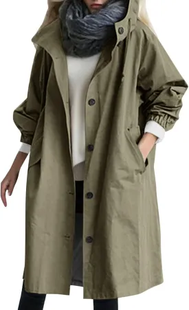 Trench Coats for Women Lightweight Long Rain Jacket with Hood Womens Waterproof Windbreaker Raincoats with Pockets Rain Coat