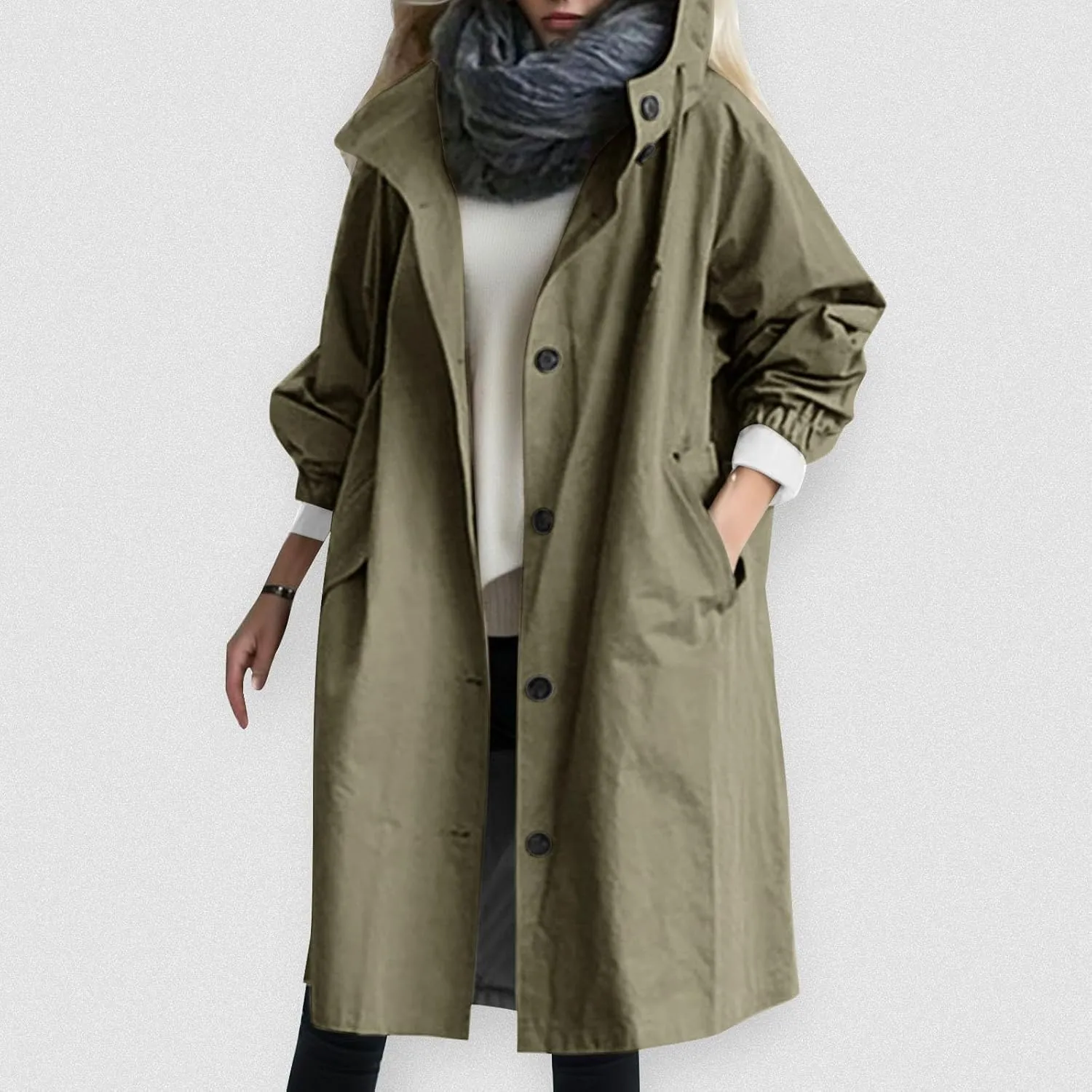 Trench Coats for Women Lightweight Long Rain Jacket with Hood Womens Waterproof Windbreaker Raincoats with Pockets Rain Coat