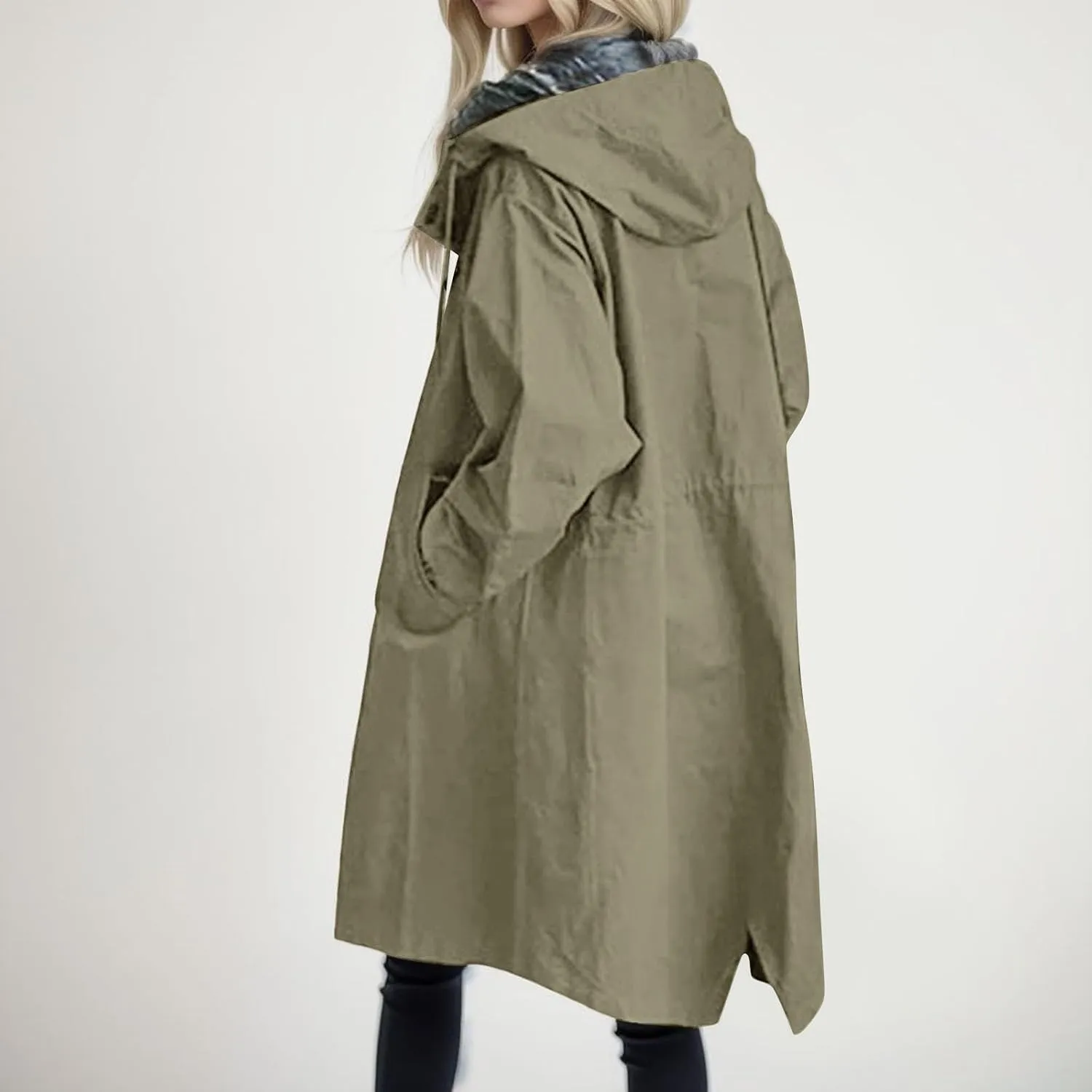 Trench Coats for Women Lightweight Long Rain Jacket with Hood Womens Waterproof Windbreaker Raincoats with Pockets Rain Coat
