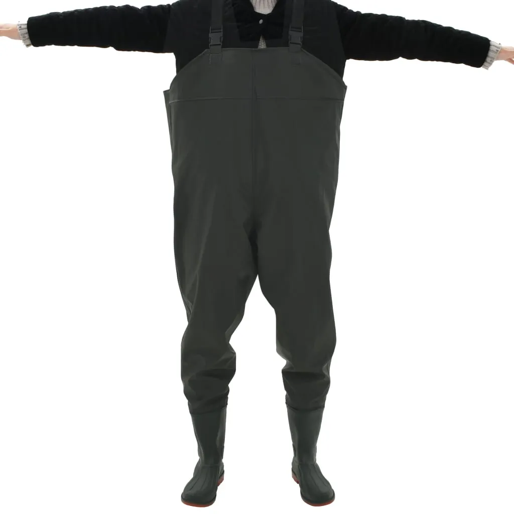 vidaXL Wading Pants with Boots Green Size 43