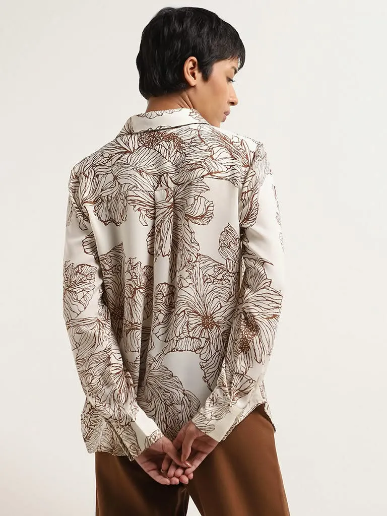 Wardrobe Brown Floral Printed Shirt
