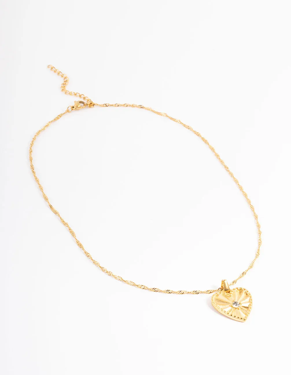 Waterproof Gold Plated Stainless Steel Diamante Heart Necklace