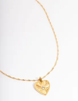 Waterproof Gold Plated Stainless Steel Diamante Heart Necklace