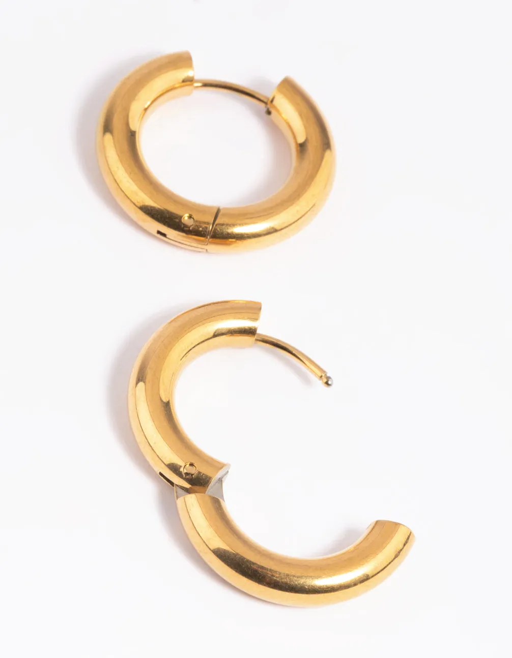 Waterproof Gold Plated Stainless Steel Thick Huggie Hoop Earrings