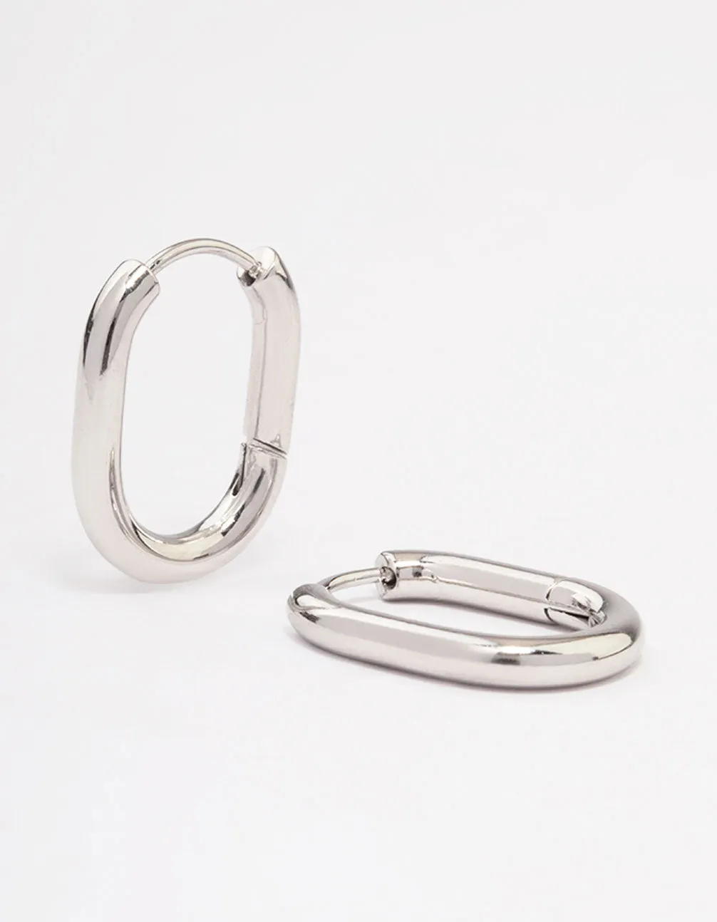 Waterproof Stainless Steel Plain Oval Huggie Hoop Earrings