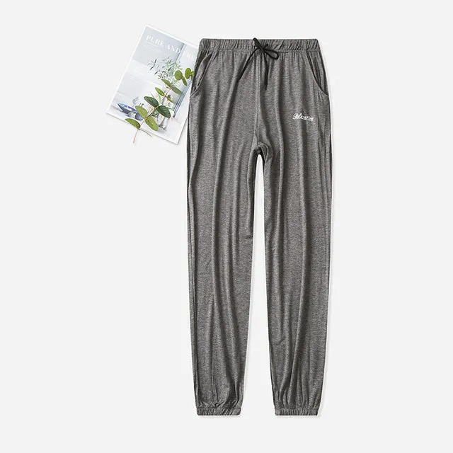 Wjczt Summer Men Modal Pajama Sleepwear Pants Hot Sale Sleep Pants For Male Tether Pajamas Pants Bottoms Casual Home Trousers