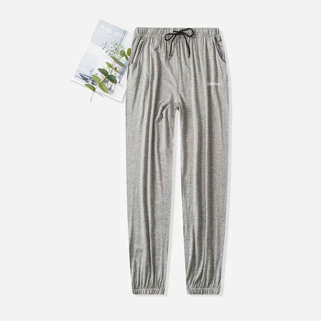 Wjczt Summer Men Modal Pajama Sleepwear Pants Hot Sale Sleep Pants For Male Tether Pajamas Pants Bottoms Casual Home Trousers