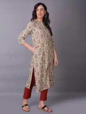 Women Olive Shirt Collar Kurta
