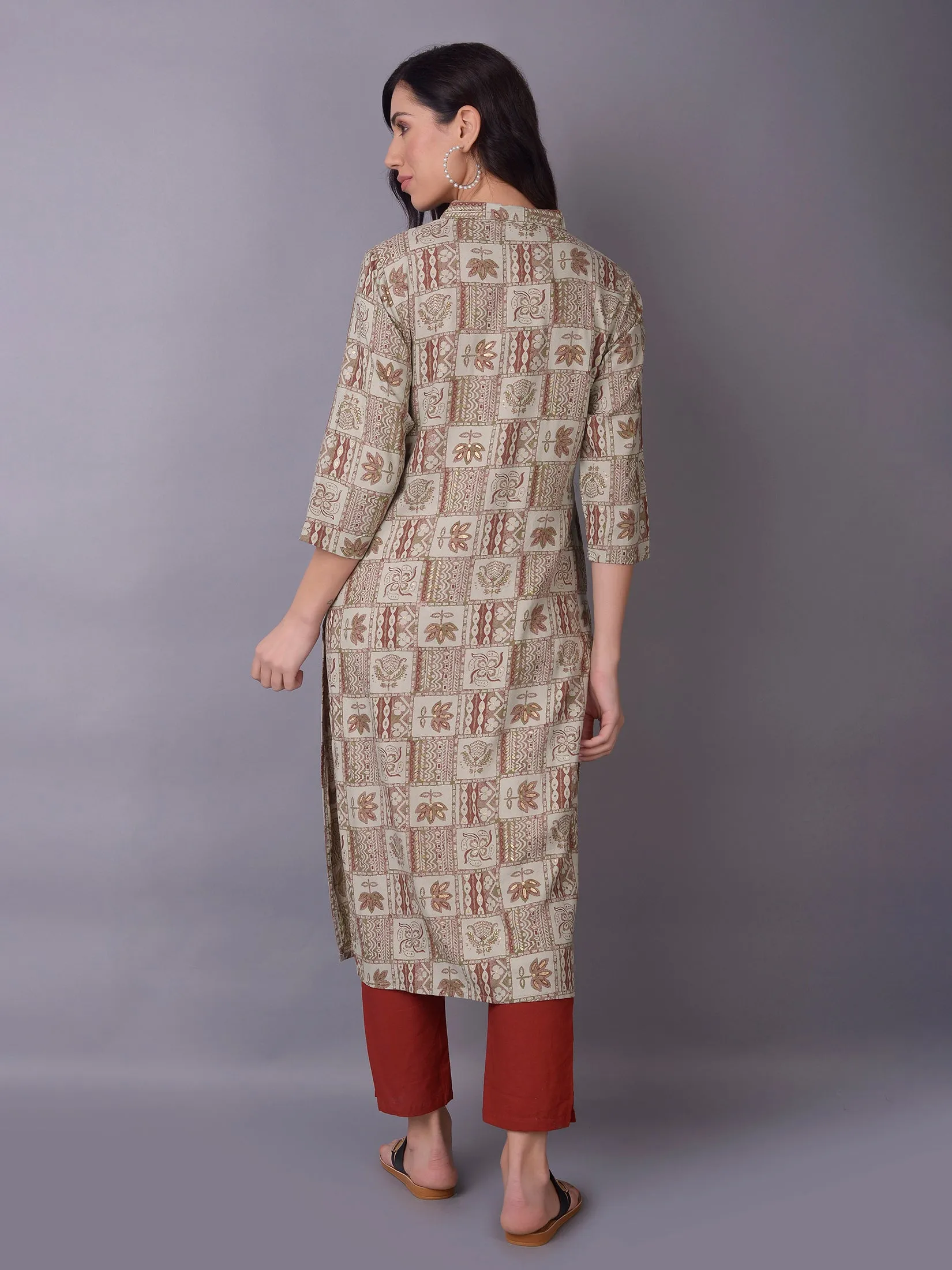 Women Olive Shirt Collar Kurta