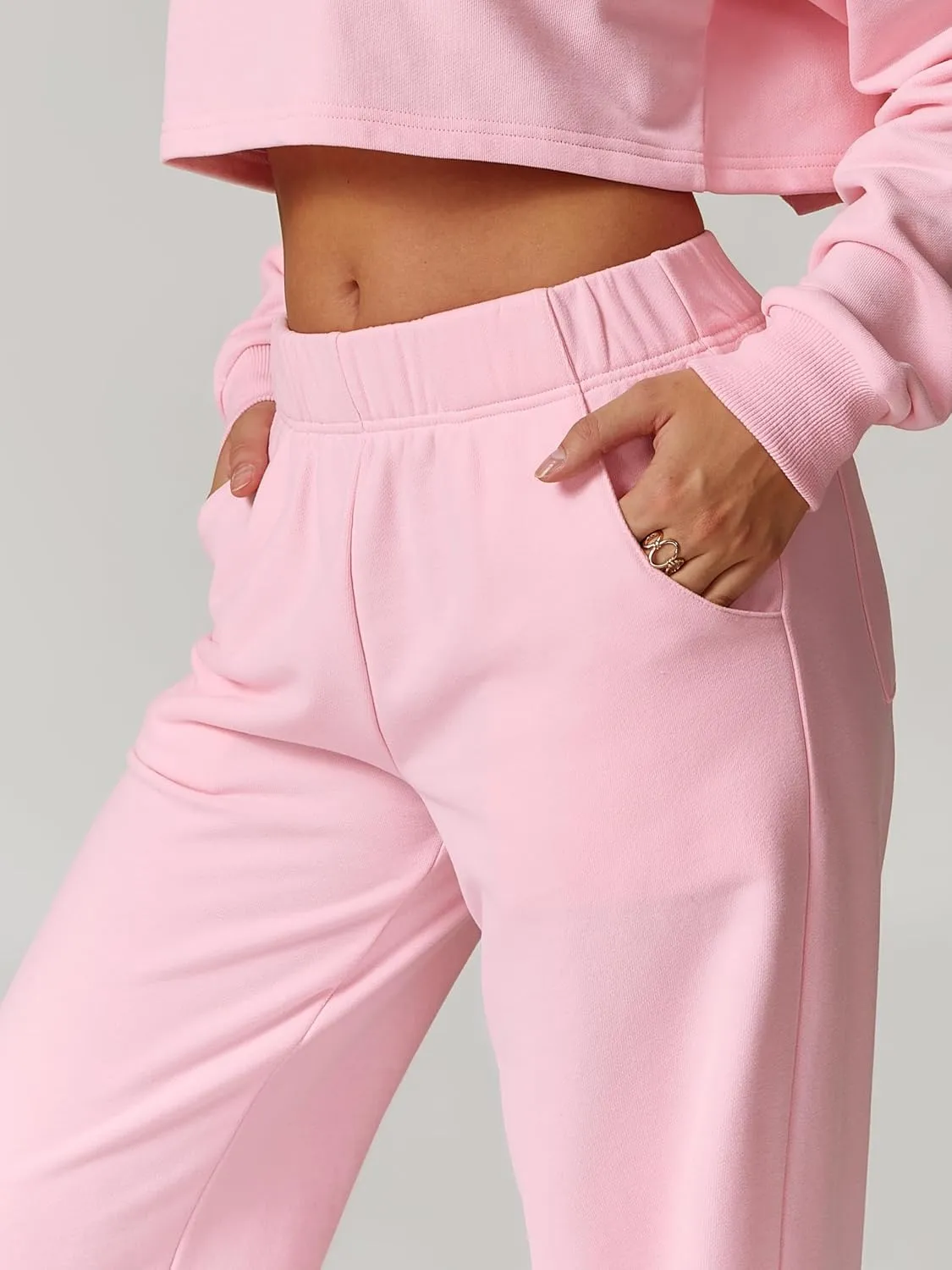 Womens High Waisted Baggy Sweatpants 2024 Straight Leg Fall Jogger Pants Y2k Trendy Lounge Trousers with Pockets