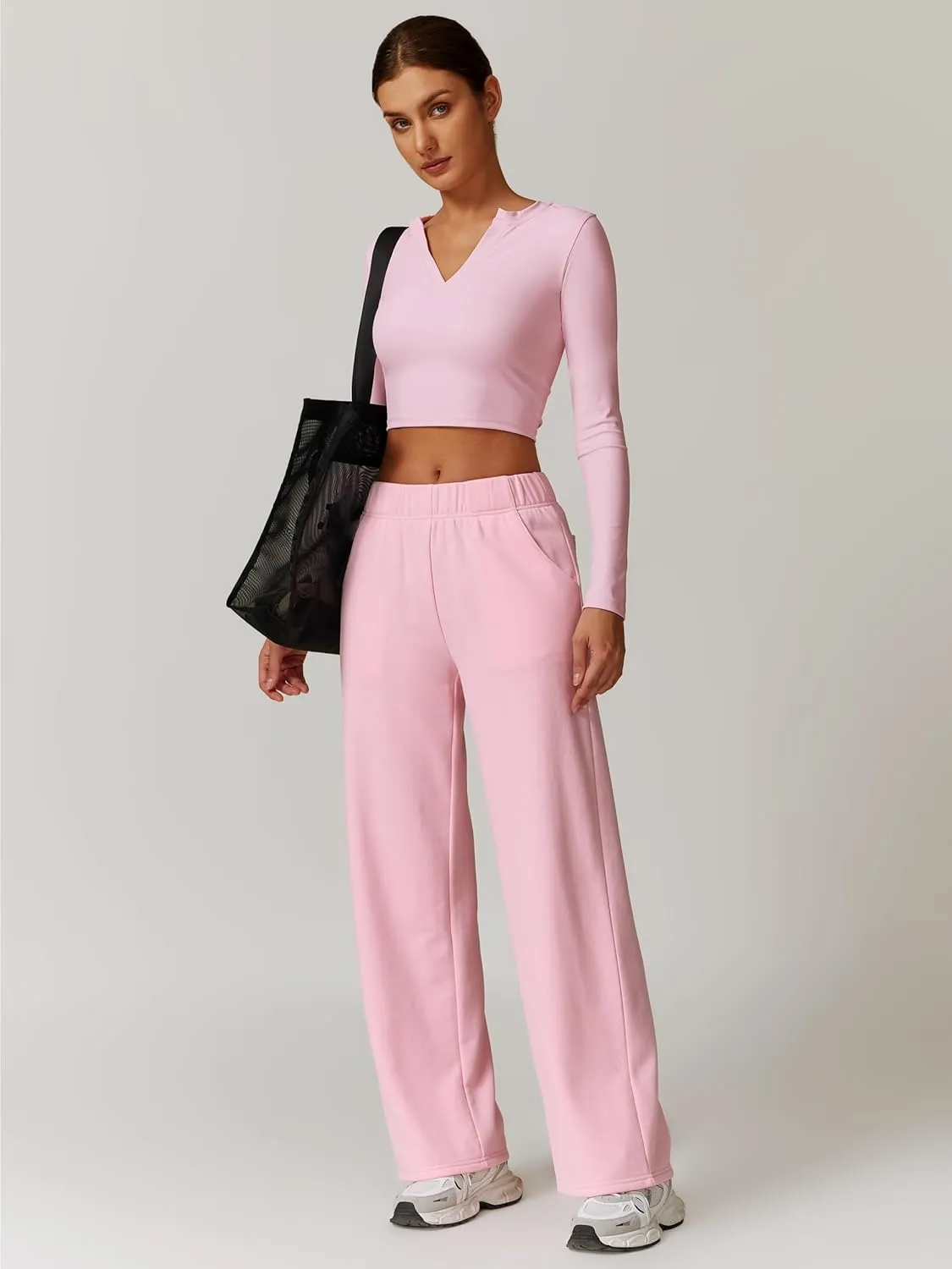 Womens High Waisted Baggy Sweatpants 2024 Straight Leg Fall Jogger Pants Y2k Trendy Lounge Trousers with Pockets