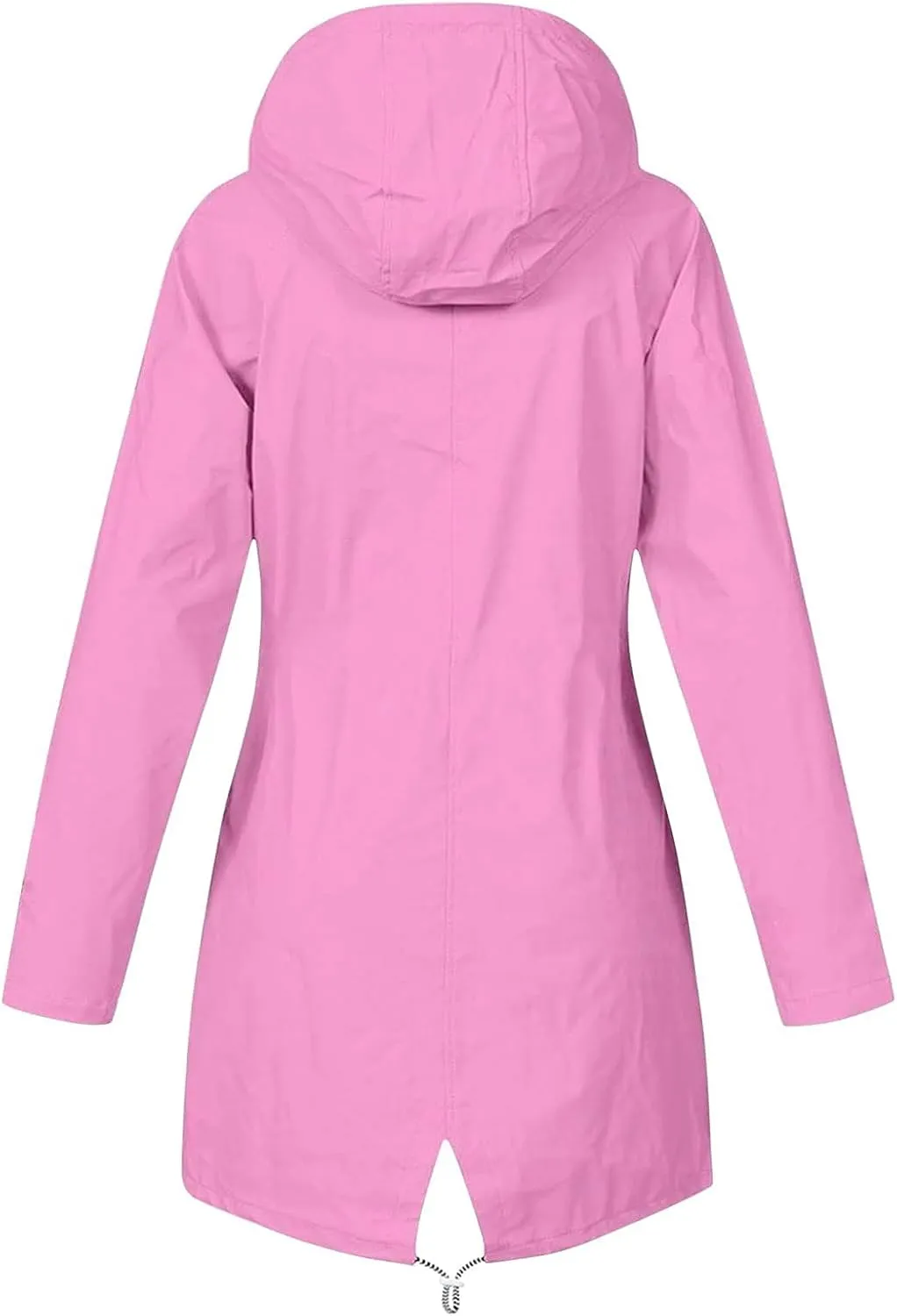 Womens Rain Jacket 2025 Lightweight Waterproof Windproof Rain Coat Drawstring Zip Up Windbreaker Outdoor Trench Coat