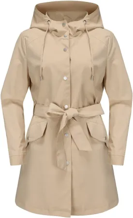 Women's Raincoat Lightweight Rain Jacket Waterproof with Hood Trench Coat with Belt