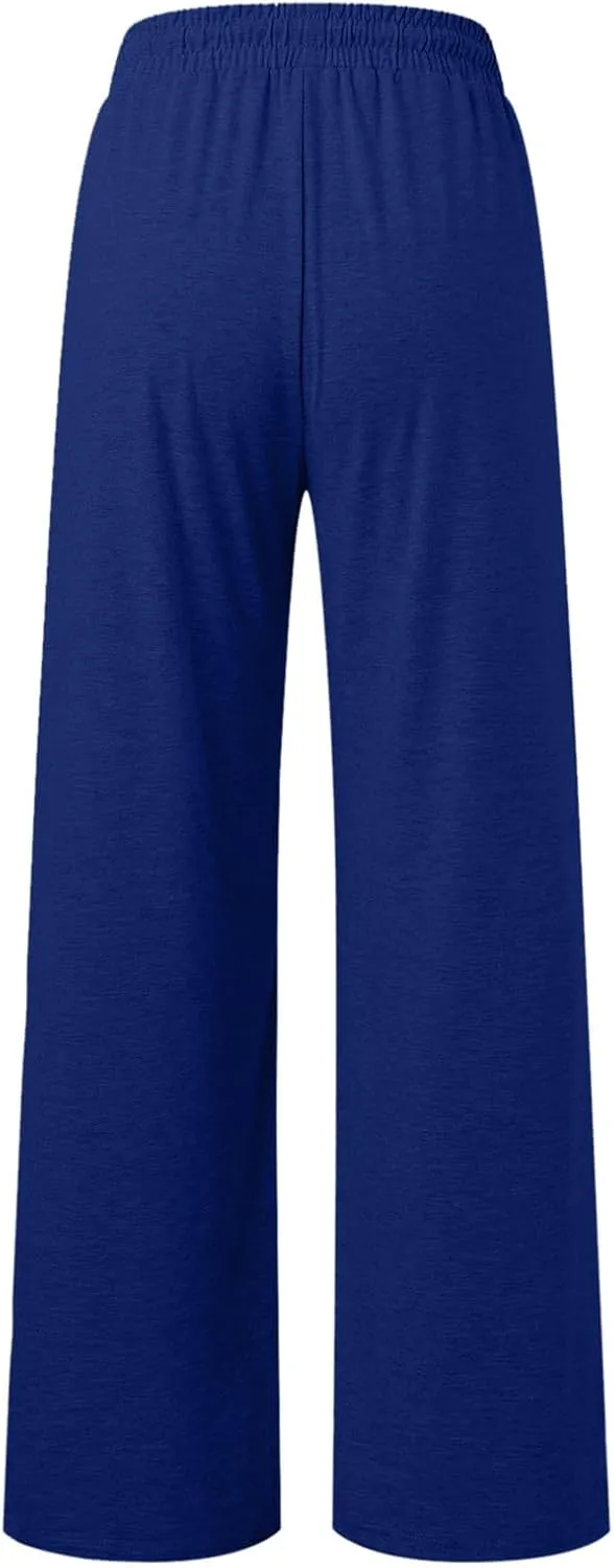 Womens Wide Leg Sweatpants Casual High Waist Baggy Athletic Jogger Pants Plus Size Boyfriend Drawstring Lounge Slacks