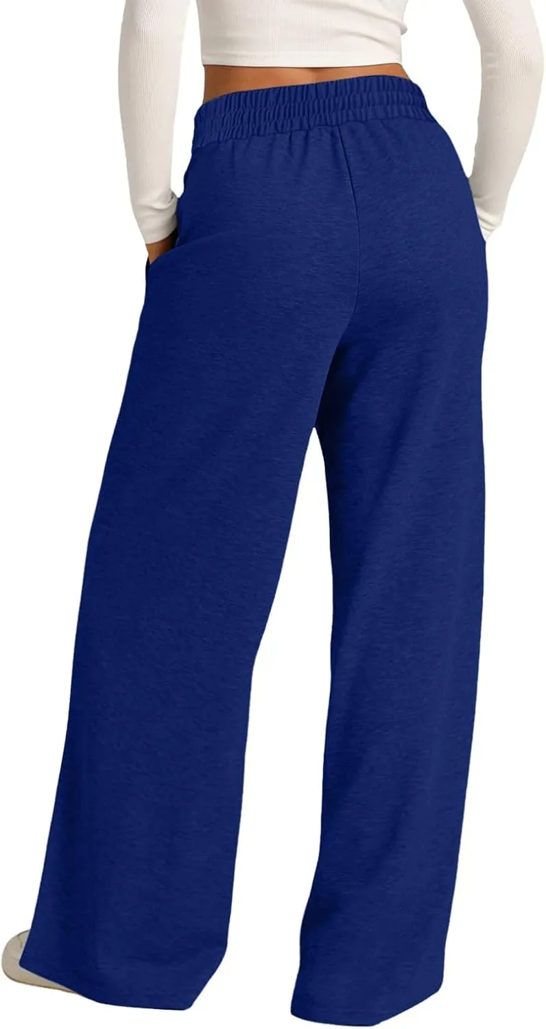 Womens Wide Leg Sweatpants Casual High Waist Baggy Athletic Jogger Pants Plus Size Boyfriend Drawstring Lounge Slacks