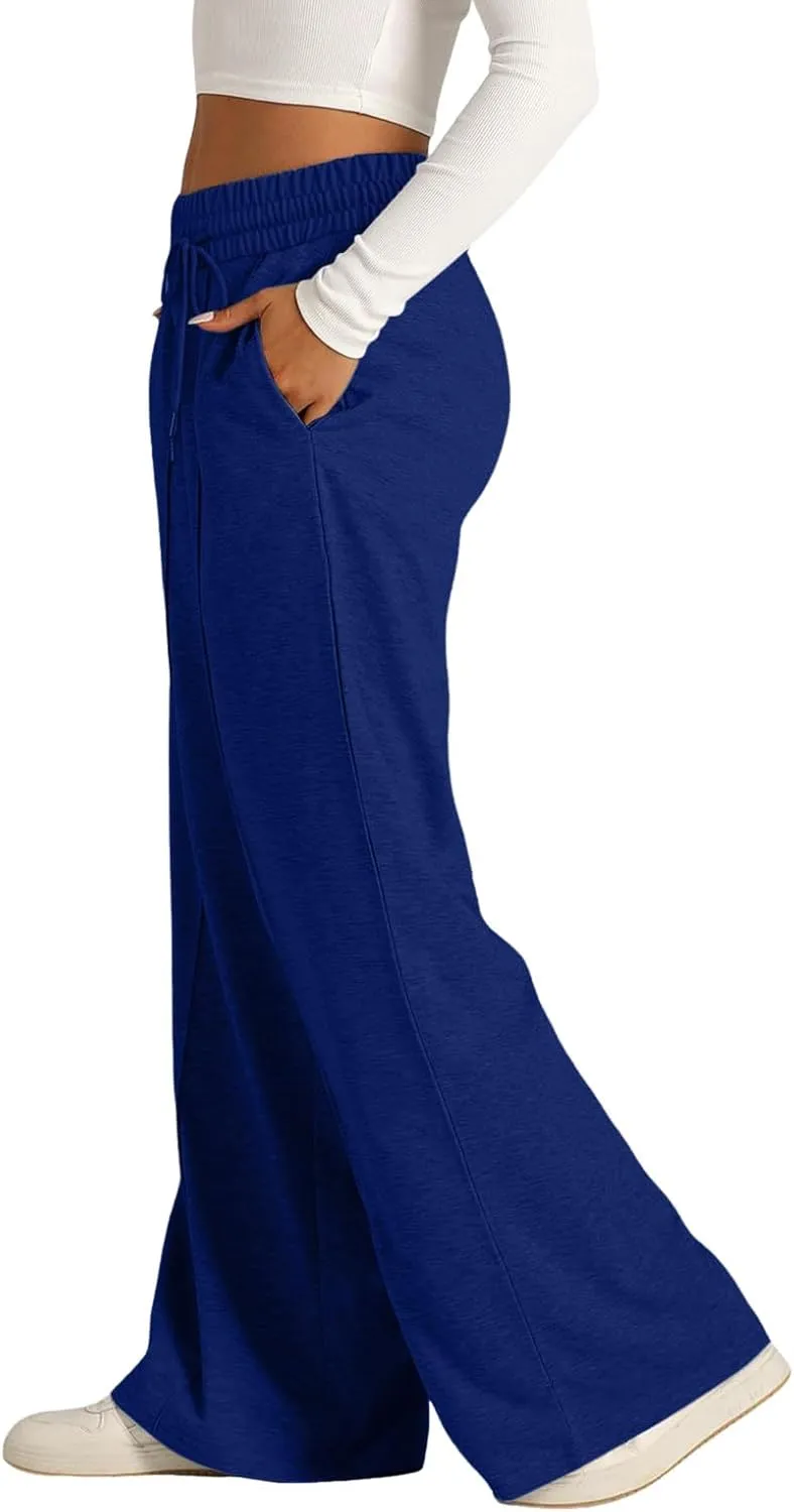 Womens Wide Leg Sweatpants Casual High Waist Baggy Athletic Jogger Pants Plus Size Boyfriend Drawstring Lounge Slacks