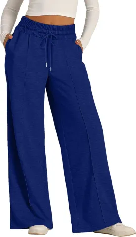 Womens Wide Leg Sweatpants Casual High Waist Baggy Athletic Jogger Pants Plus Size Boyfriend Drawstring Lounge Slacks