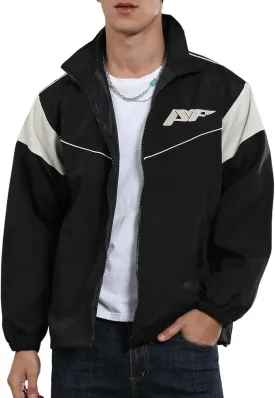 Yimoon Men's Lightweight Windbreaker Jacket Casual Zip Up Outdoor Varsity Jacket Patchwork Vintage Y2K Outerwear Yimoon Men's Lightweight Windbreaker Jacket Casual Zip Up Outdoor Varsity Jacket Patchwork Vintage Y2K Outerwear