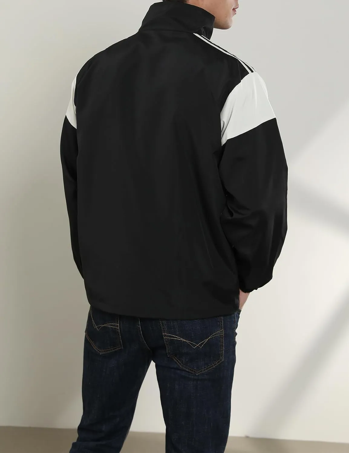 Yimoon Men's Lightweight Windbreaker Jacket Casual Zip Up Outdoor Varsity Jacket Patchwork Vintage Y2K Outerwear