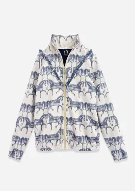 Zara Winbreaker with Ruffle | Steed Print | Sand and Blue | Extra 20% OFF