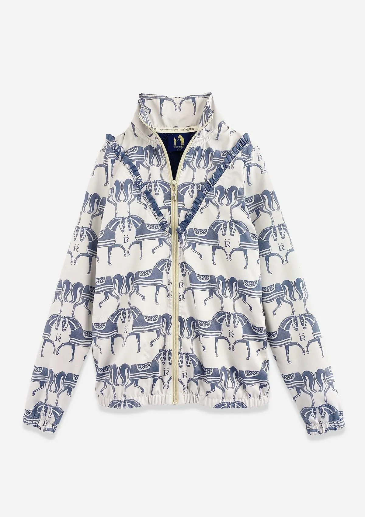 Zara Winbreaker with Ruffle | Steed Print | Sand and Blue | Extra 20% OFF
